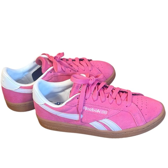 Reebok Club C Grounds UK Pink Suede Barbiecore Gum Sole Court Shoe Sneaker 7.5 - Picture 2 of 12